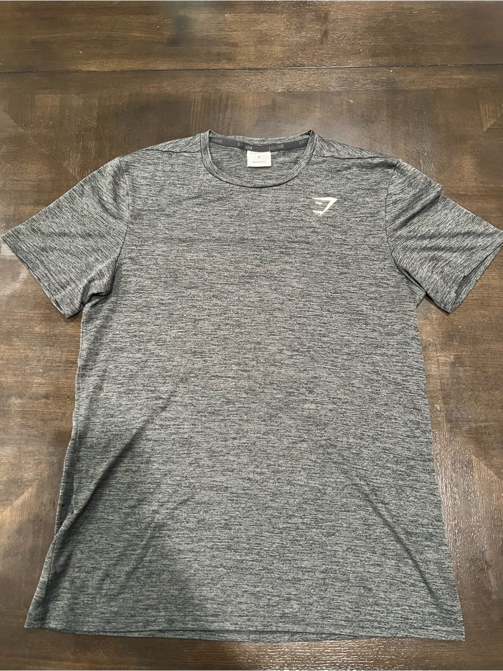 Gymshark Men's Short Sleeve Crew Neck T-Shirt Polyester Heather Gray Logo M
